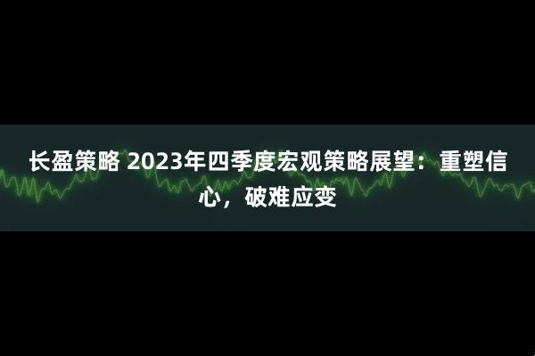 长盈策略 2023年四季度宏观策略展望：重塑信心，破难应变